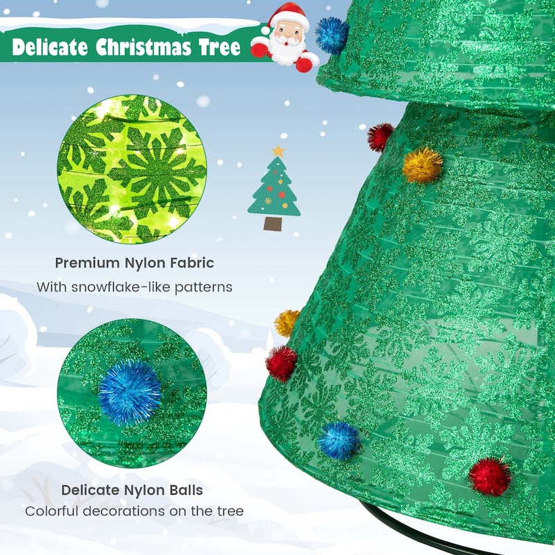 Pop-Up Christmas Tree Artificial Collapsible Decoration 200 Lights