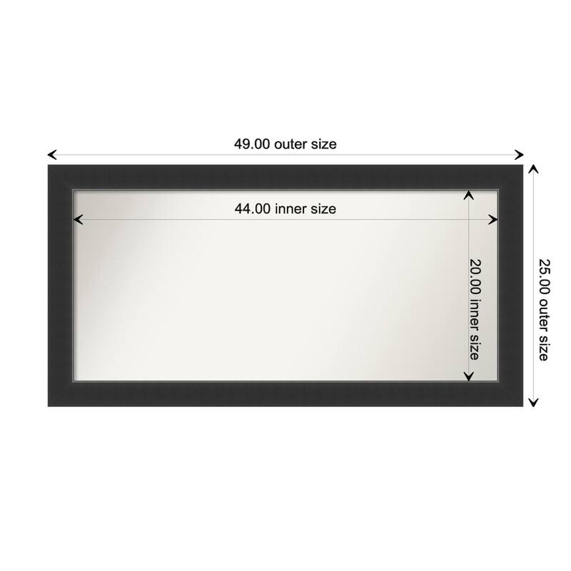 Corvino Black Framed Non-Beveled Custom Wall Mirror, Bathroom Vanity Mirror - Outer Size: 49 x 25