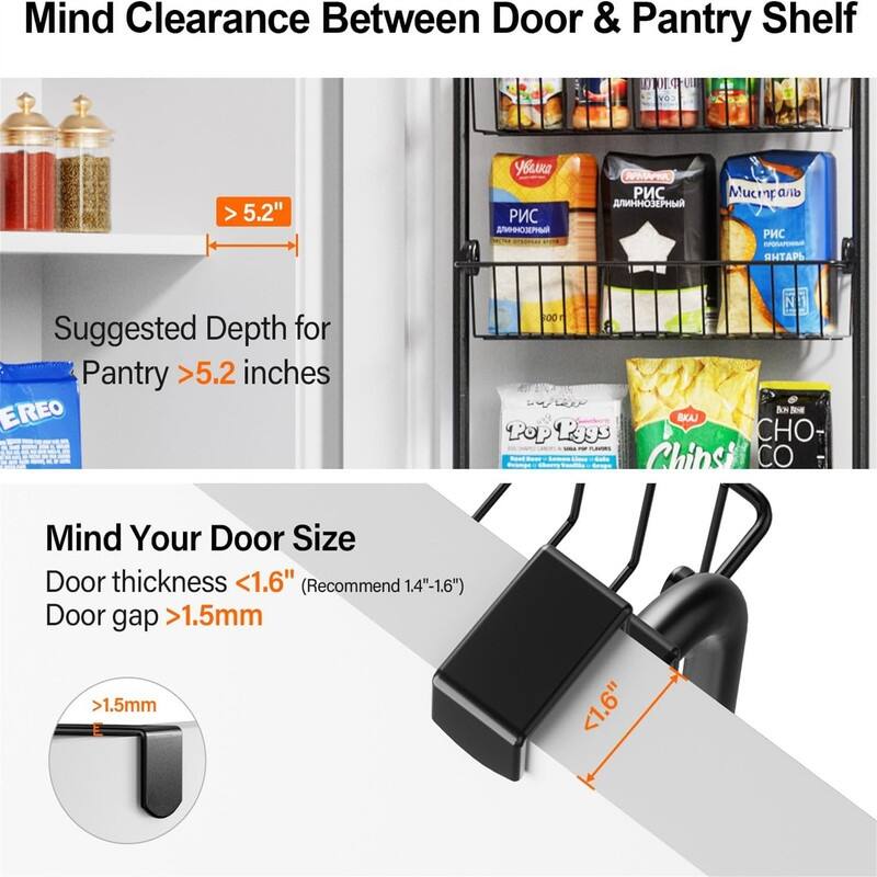 ver the Door Pantry Organizer Metal Pantry Organizers and Storage 6Tier - 5.43"D x 16.73"W x 6.06"H