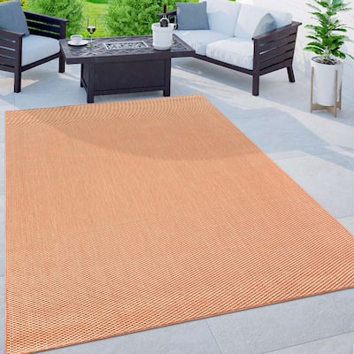 Solid Indoor/Outdoor Flatweave Waterproof Backyard Patio Area Rug