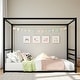 preview thumbnail 8 of 19, Queen Size Modern Floor Bed Frame with Canopy Structure and Full Guardrails, Low-Profile Metal Platform Bed Queen Black - Queen