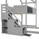 preview thumbnail 9 of 26, Twin over Full House Bunk Kids Bed Frame with Storage Staircase, Blackboard, Pitched Roof, Fun Design, Easy Assembly, Grey