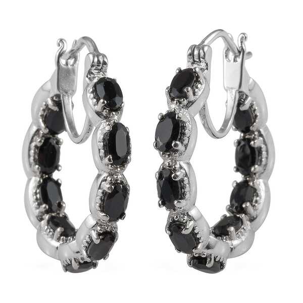 black onyx hoop earrings