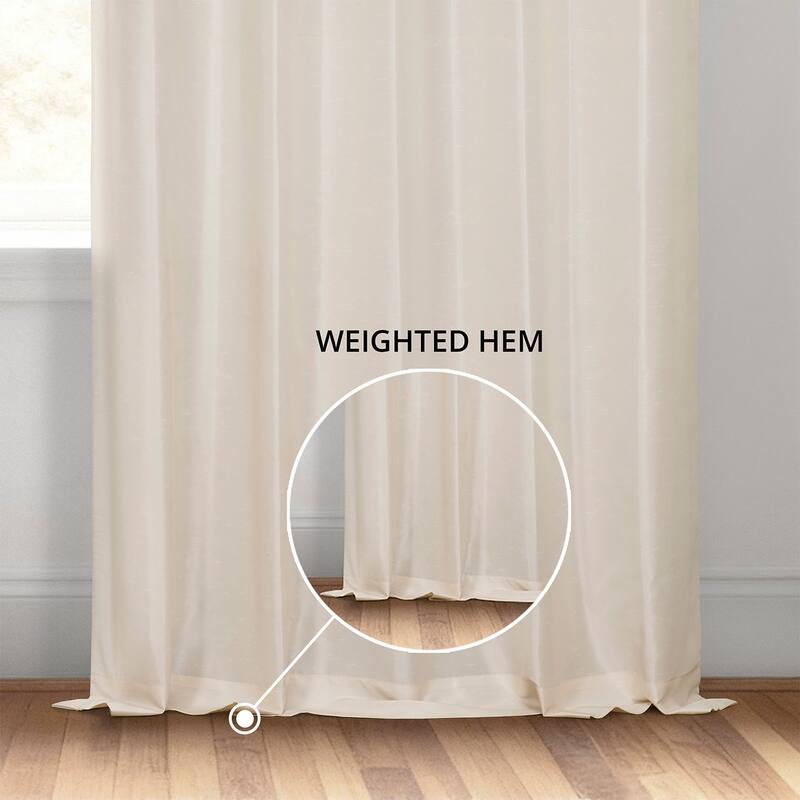 Exclusive Fabric Off-white Textured Faux Dupioni Light Filtering Silk Curtains (1 Panel)
