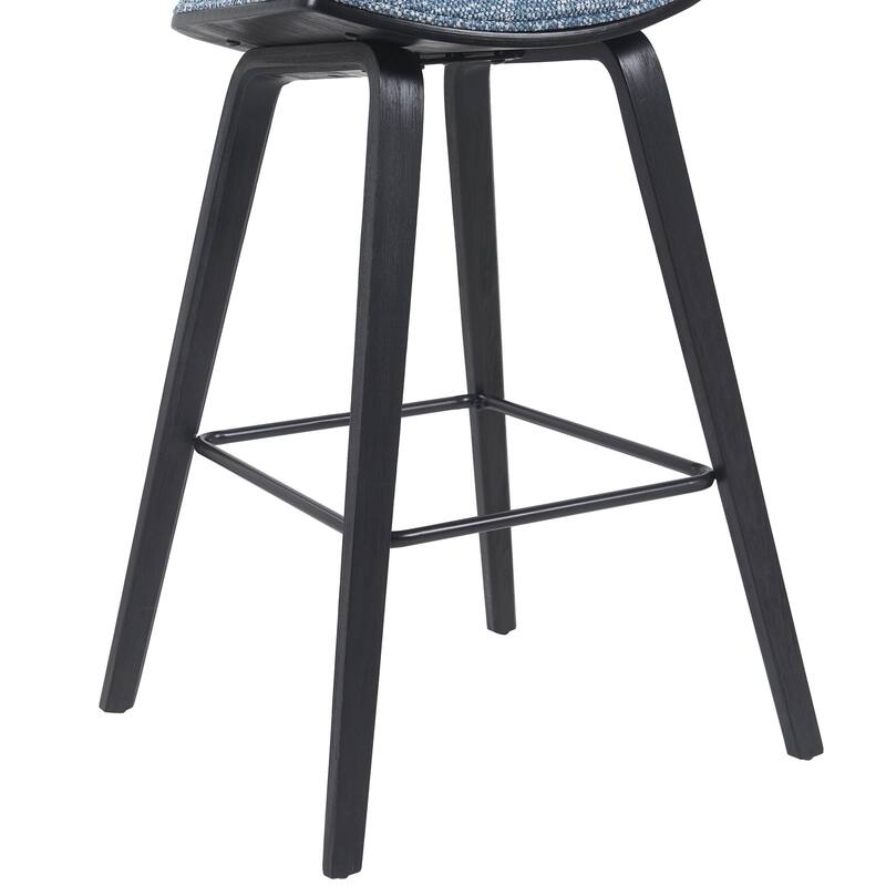 Fox Mid-Century Bar Stool, Upholstered Counter Height Chair with Bentwood Legs