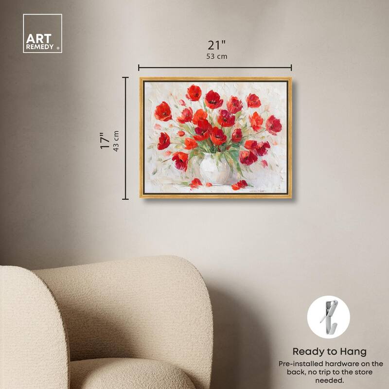 Red Blooms in a Vase Canvas by Art Remedy