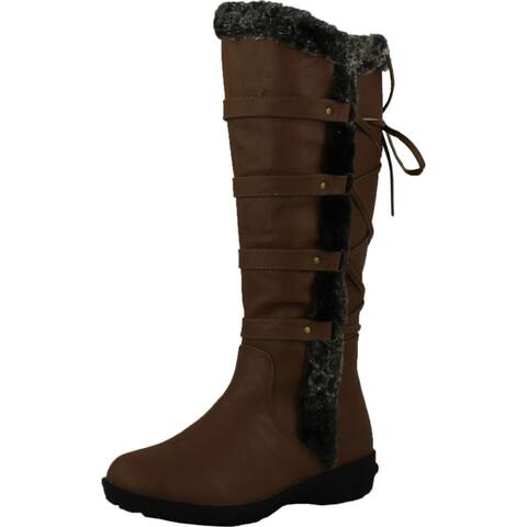 Forever Aura-42 Womens Back Lace Up Knee High Boots Winter Boots