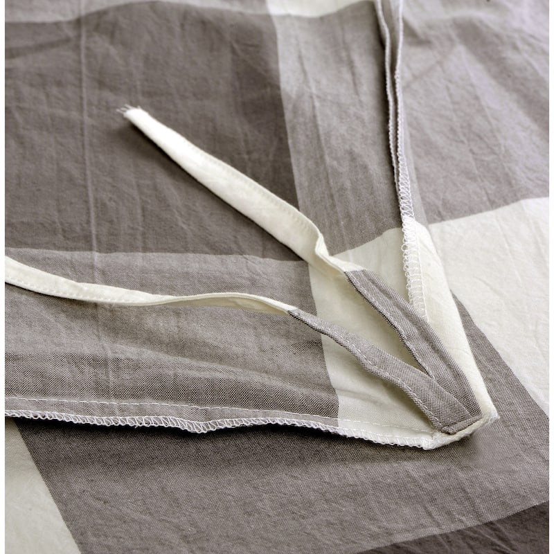 Cotton Plaid Windowpane Check 3-piece Duvet Cover Set