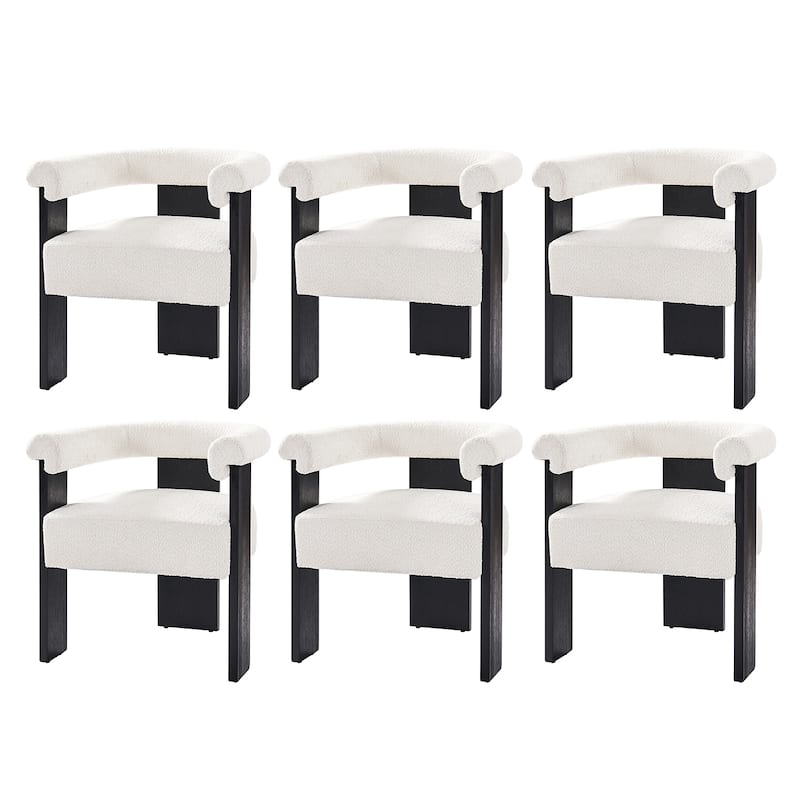 Georg Modern Boucle Dining Chair with Solid Wood Legs Set of 6 by HULALA HOME
