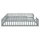 preview thumbnail 21 of 31, Double Twin Size Pine Wood Floor Bed with Fence, Guardrails, without door