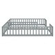 preview thumbnail 21 of 31, Double Twin Size Pine Wood Floor Bed with Guardrails