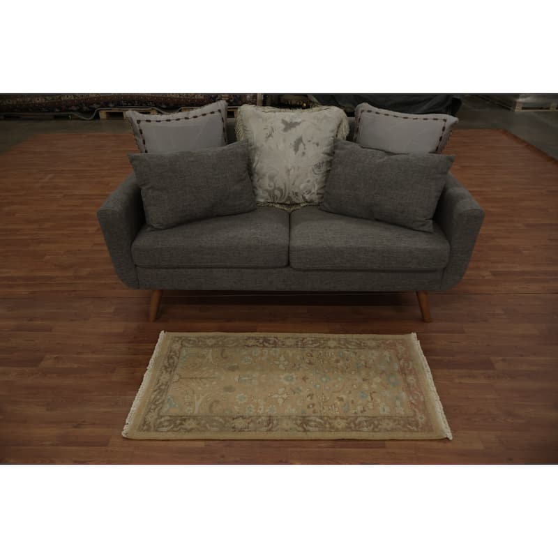 Hand Knotted Oriental 100% Wool Carpet Traditional All-Over Brown Ziegler Area Rug - 3' 9'' X 2' 0''