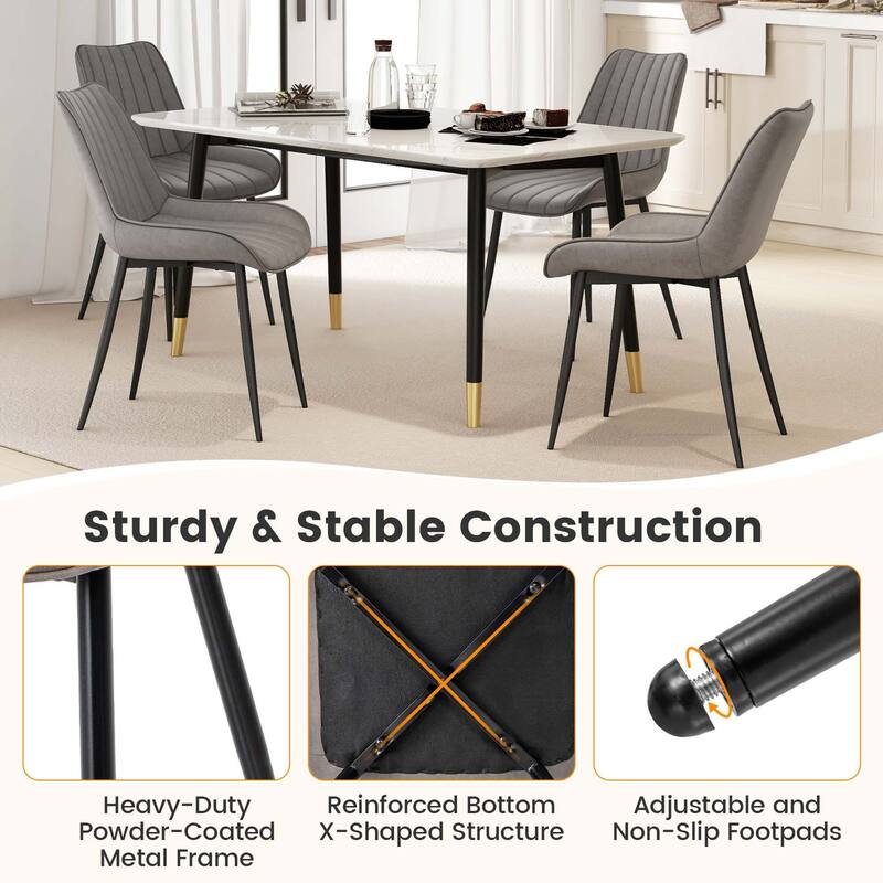 Costway Dining Chair Set of 2 Upholstered Leisure Chairs with Metal - See Details