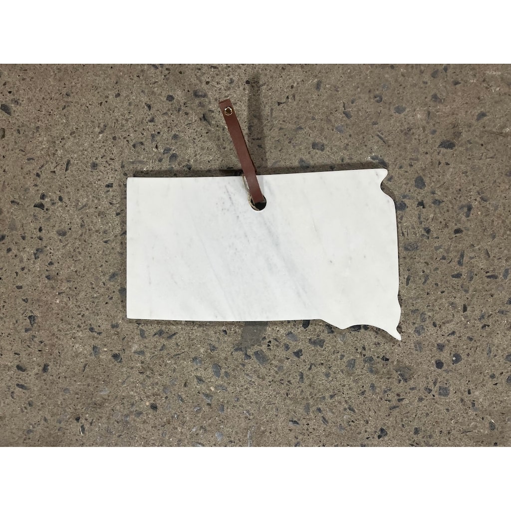 Lg Polished Marble "South Dakota" Cutting Board - A - White