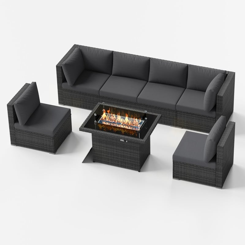 FINCATI Outdoor High-back Wicker Patio Sectional Set, 500 lbs Luxury Oversized Conversation Set, Spacious Couch Set
