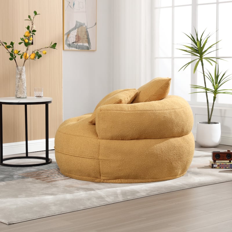 Chenille Sponge Single Sofa, Oversized Round Accent Chair Sleeper Couch Chaise Lounges for Living Room Bedroom Projection Room