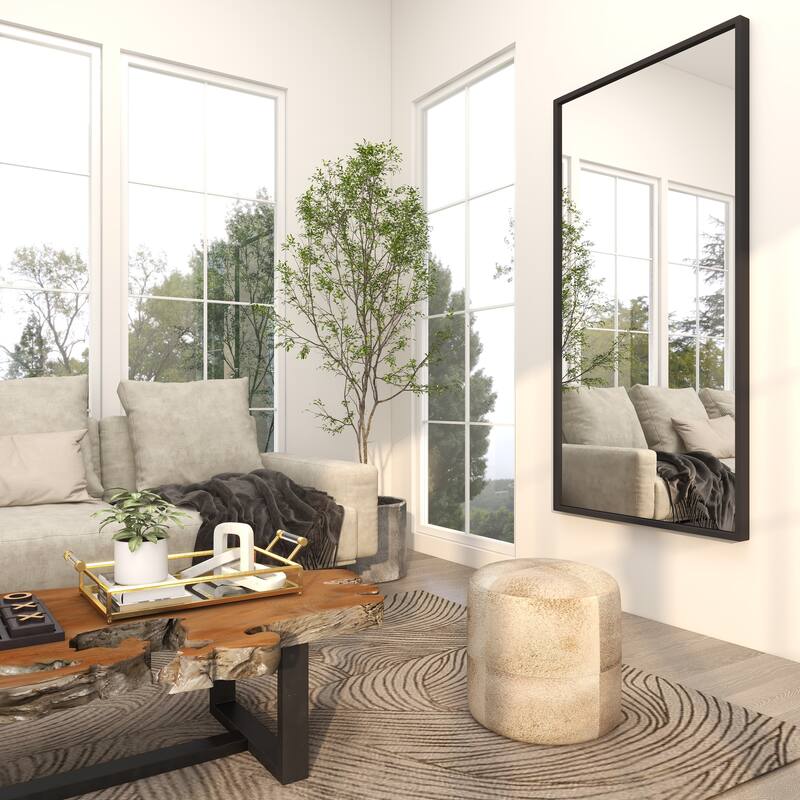 Metal Tall Floor Mirror - Black - Roche River Decor