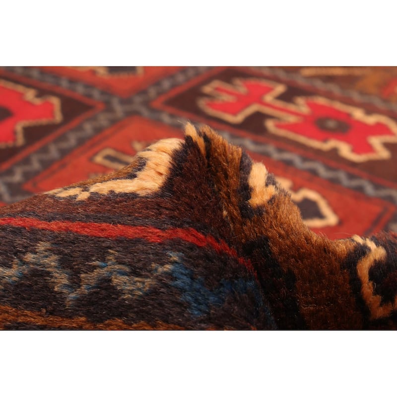 ECARPETGALLERY Hand-knotted Baluch Dark Brown Wool Rug - 3'7 x 6'2