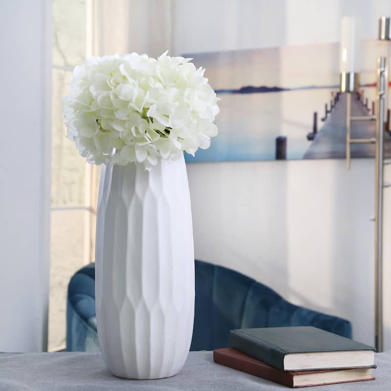 Sagebrook Home Modern Neutral Ceramic Vase - White - 6"x6"x14"