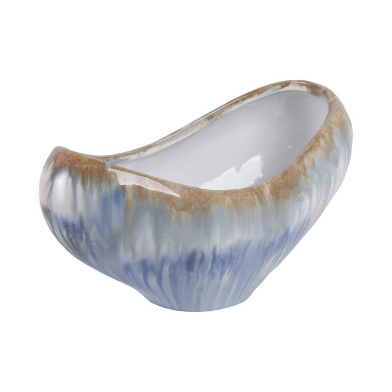Decorative Ceramic Curve Glazed Ombre Bowl for Home Decor - 15", Multi