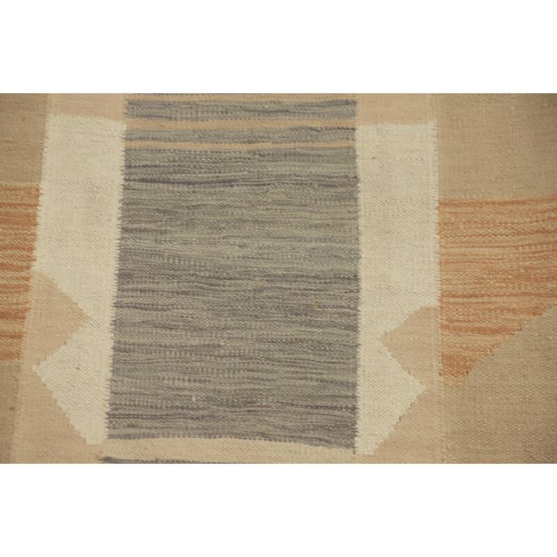 Hand Woven Southwestern Wool Beige Geometric Area Rug - 8' 0'' X 4' 10''