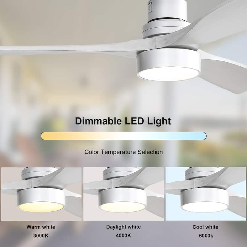 48" and 52" Integrated LED Ceiling Fan with Light and Remote, Reversible DC Motor