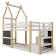 preview thumbnail 13 of 34, Twin House Bunk Bed with Stairs & Blackboards - Playful Design for Kids