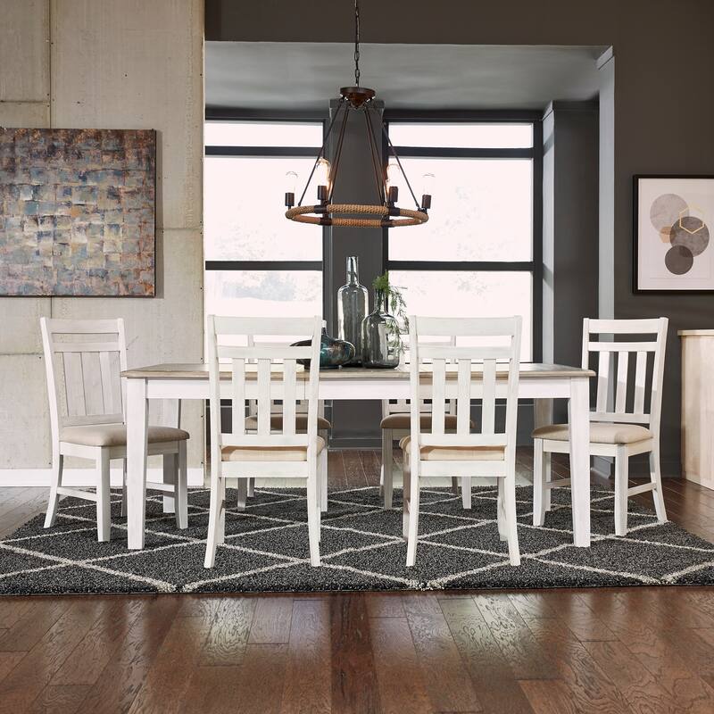 Summerville Soft White Wash Wire Brushed Gray 7 Piece Rectangular Table Set - Grey