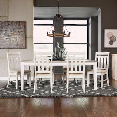 Summerville Soft White Wash Wire Brushed Gray 7 Piece Rectangular Table Set