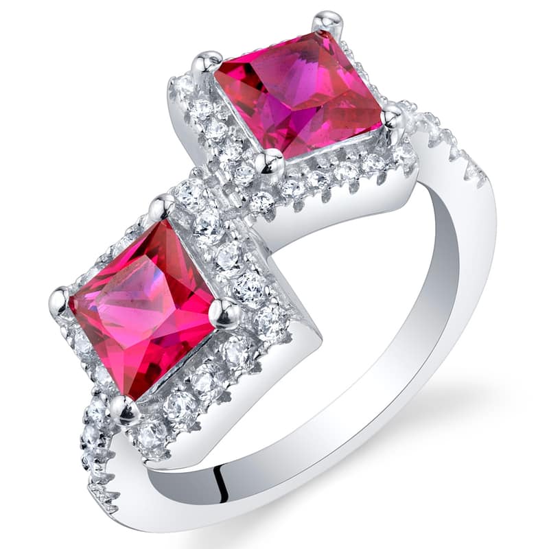 Sterling Silver 1.5 ct Created Ruby Birthstone Ring