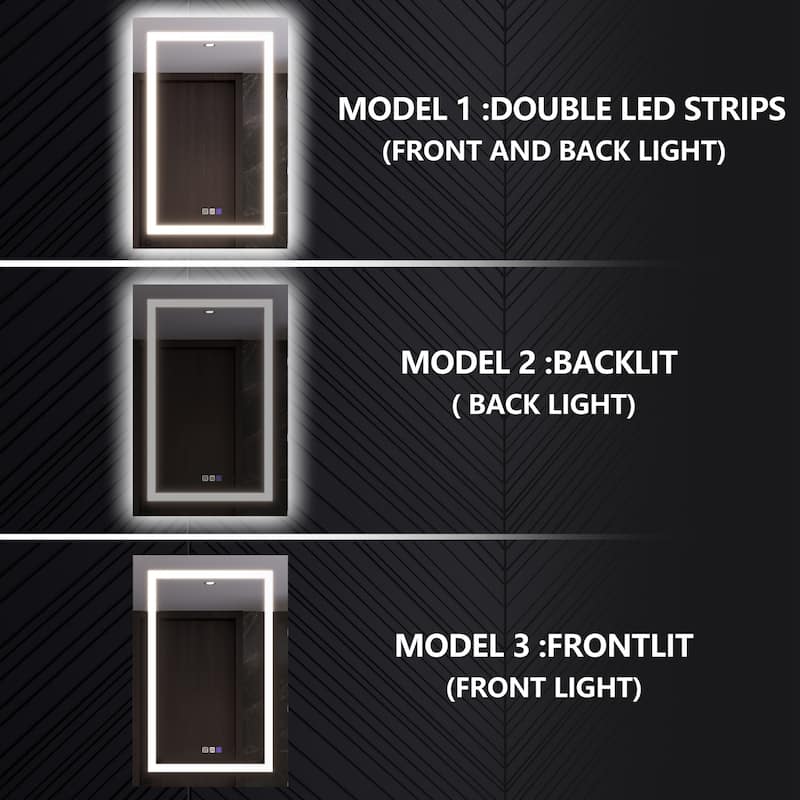 Modland 24"-42W x 36"H LED Medicine Cabinet Mirror with USB Charging,5x Magnifying Mirror