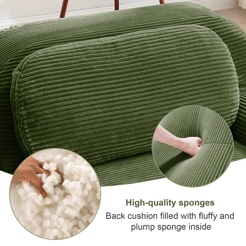 Corduroy Modular Boneless Sectional Sofa with Ottoman, Free combination, Pet-Friendly, No Assembly Required