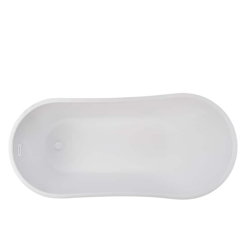 Vanity Art 59-Inch Acrylic Freestanding Soaking Bathtub with Overflow & Pop-up Drain - 59"