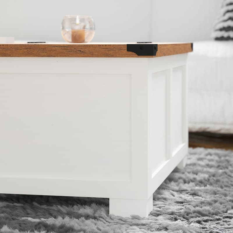 Farmhouse Coffee Table with Hinged Lift Top and Storage