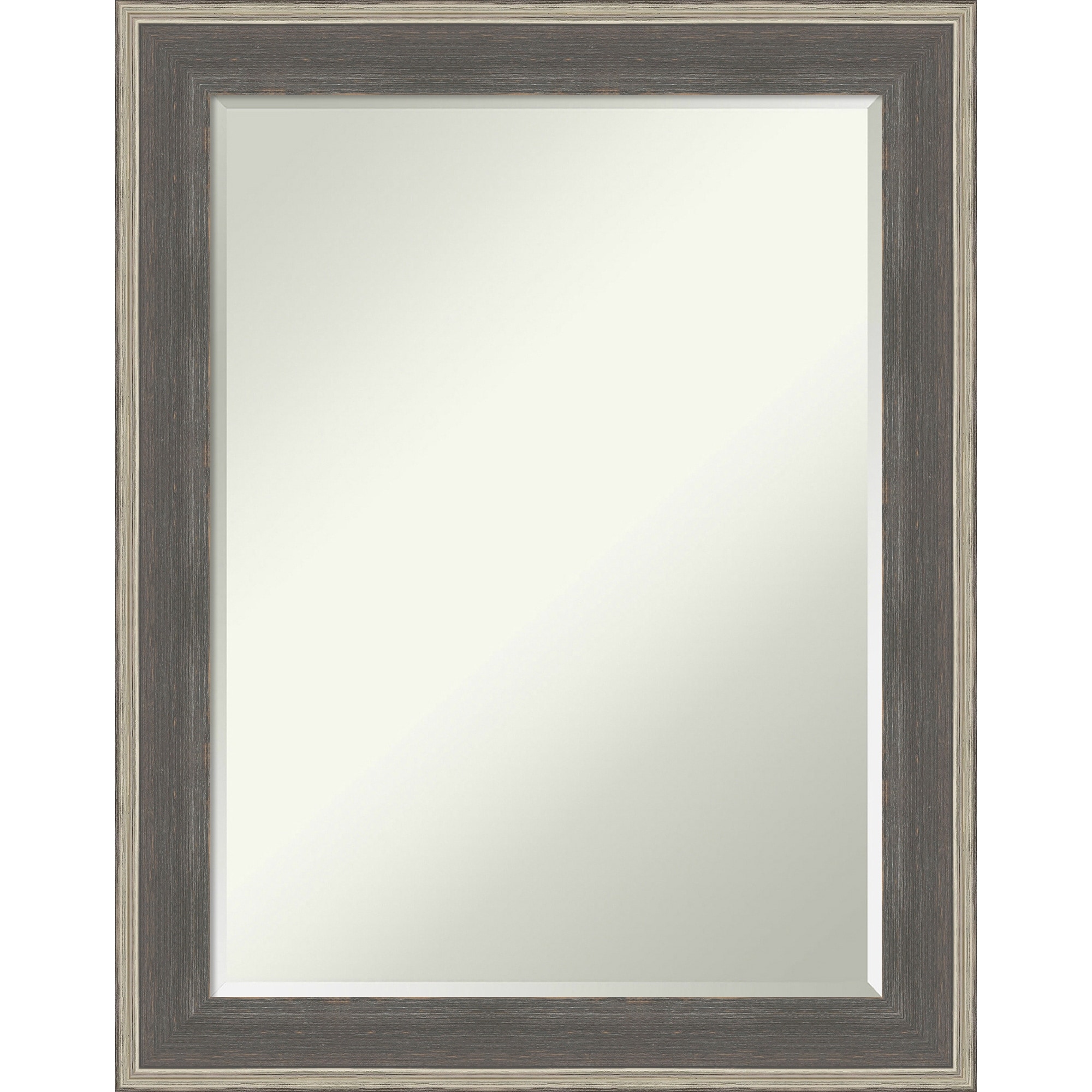 Cottage Half-Inch-Bevel Wood Framed Bathroom Vanity Wall Mirror - Cottage Grey Silver - 23 x 29 in