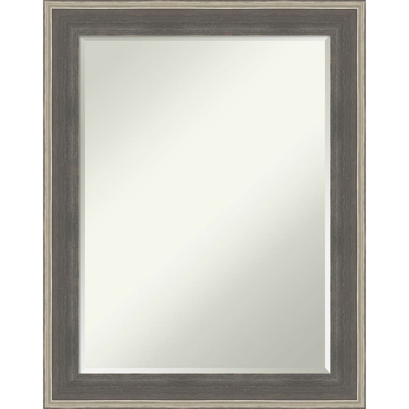 Cottage Half-Inch-Bevel Wood Framed Bathroom Vanity Wall Mirror - Cottage Grey Silver - 23 x 29 in