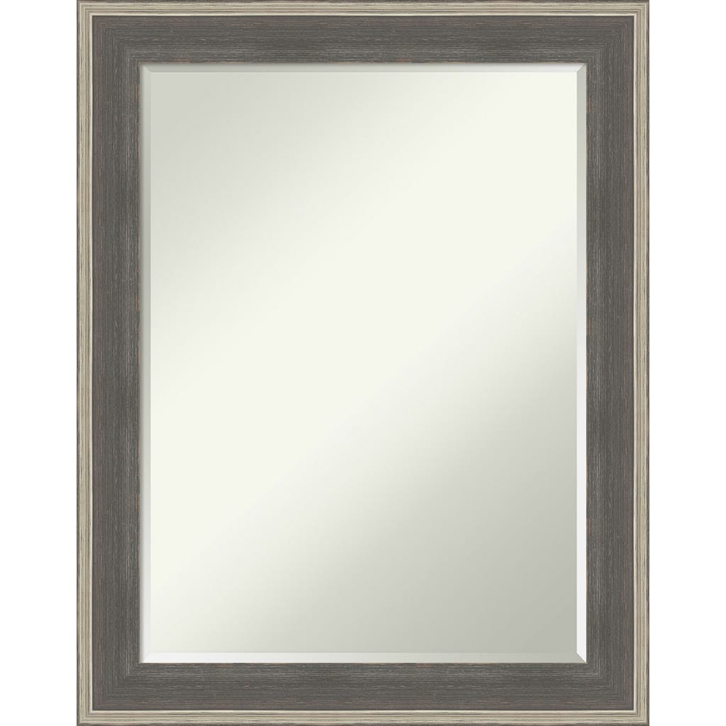 Cottage Half-Inch-Bevel Wood Framed Wall Mirror - Cottage Grey Silver - 23 x 29 in
