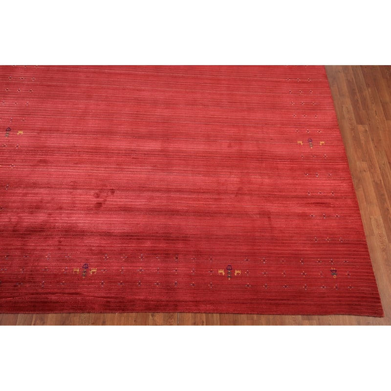 Striped Tribal Gabbeh Indian Area Rug Silk Carpet - 9'1" X 11'5"