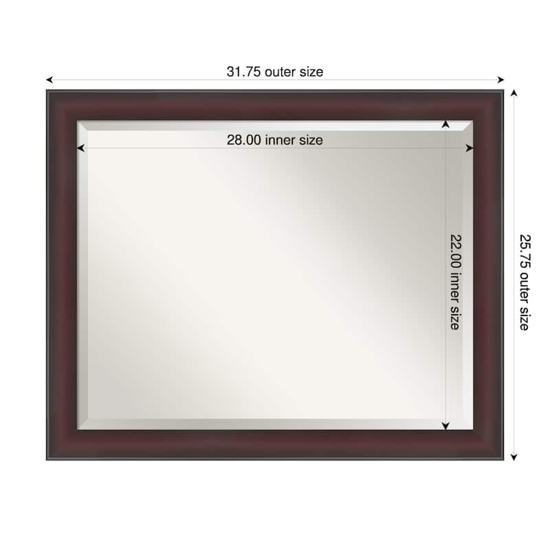 Grand Narrow Beveled Framed Wall Mirror - 32 x 26 in - Grand Cherry Narrow