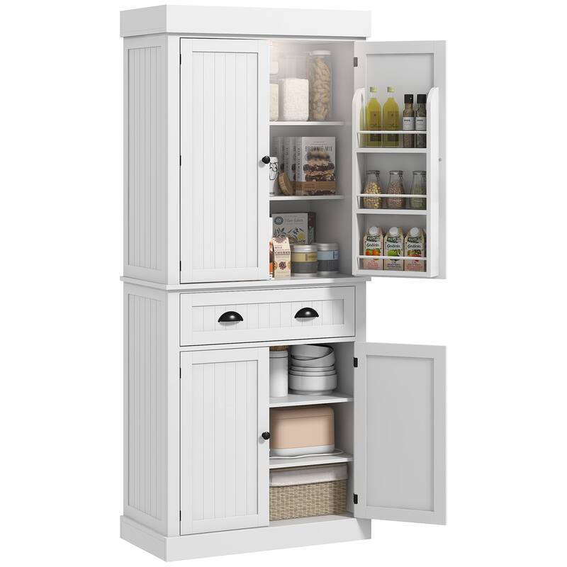 71" Kitchen Pantry Cabinet with Motion Sensor Light, Tall Storage Cabinet with 6 Door Shelves, a Drawer & 4 Adjustable Shelves