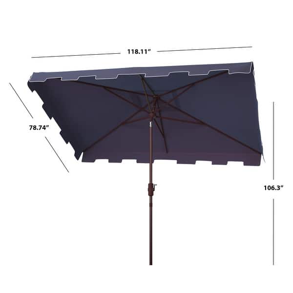 dimension image slide 2 of 3, SAFAVIEH Outdoor Living Zimmerman 6.5 x 10 Ft Rectangle Market Umbrella