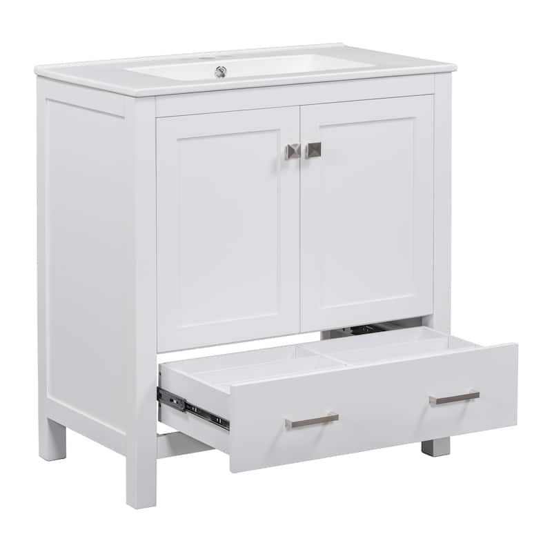 Roomfitters 30" Bathroom Vanity with Undermount Sink, Solid Wood Frame, 2 Soft-Close Doors and Drawer