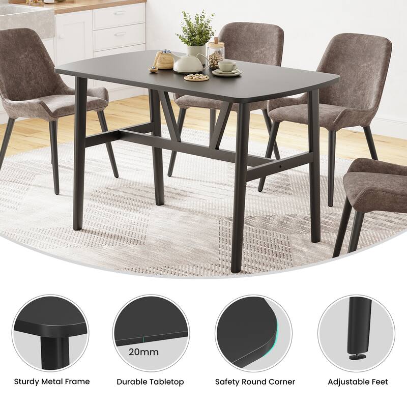 47.2 inch Dining Table for 4-6 Person, Rectangular Wood Kitchen Table, Modern Dinner Table with Sturdy Metal Frame