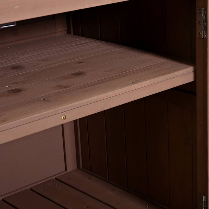 Solid Wood 64.9''Tall Outdoor Kitchen Island Kitchen Cart, Garden Potting Bench with Stainless Table Top for BBQ