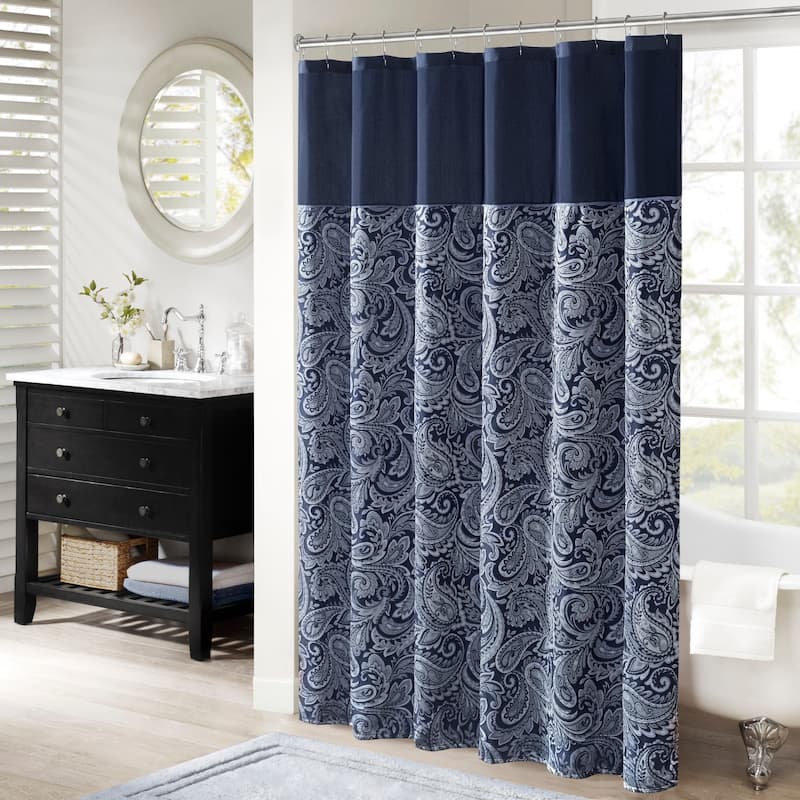 Madison Park Whitman Jacquard Shower Curtain - 72x72" - Navy