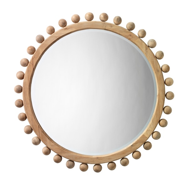 Alden Decor Orion Round Wood Mirror, Natural - On Sale - Bed Bath