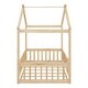 preview thumbnail 34 of 35, Twin Wooden House Bed with Roof and Fence, Kids Playhouse Frame