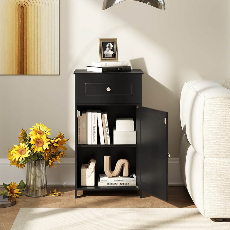 Costway White Floor Storage Cabinet Bathroom Organizer Cupboard Drawer