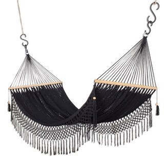 Novica Handmade Simple Relaxation In Black Cotton Rope Hammock (Single ...