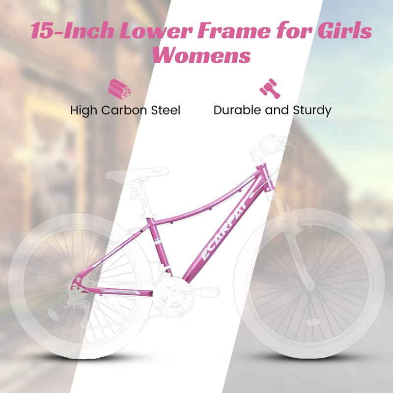 Women/Teens' Bicycle - Shock-Absorbing Front Fork, Multiple Speeds, V-Brakes, Mountain Tires - 26